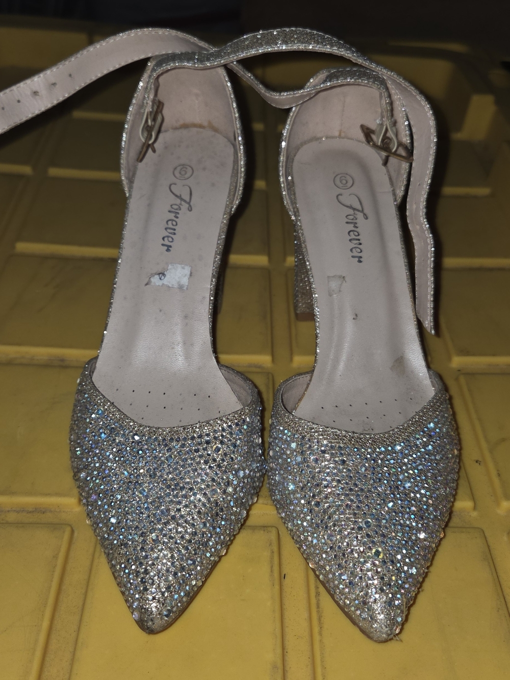 Forever Sparkle Pointed Ankle-Strap Heels - Gold